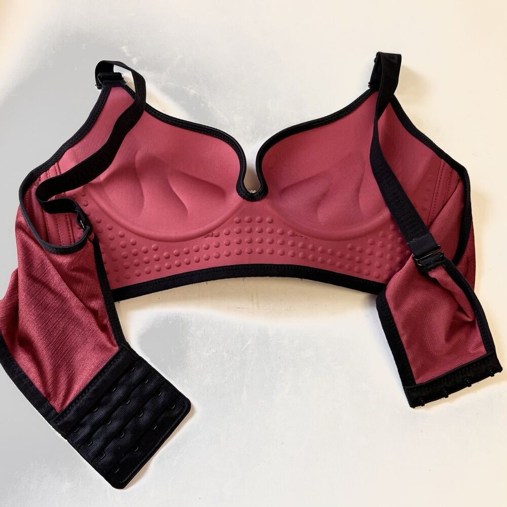 FENGTI Bras Lot Of 2 Push Up 36B Black And Maroon Rhinestones Lace Sexy Lingerie - Picture 12 of 16